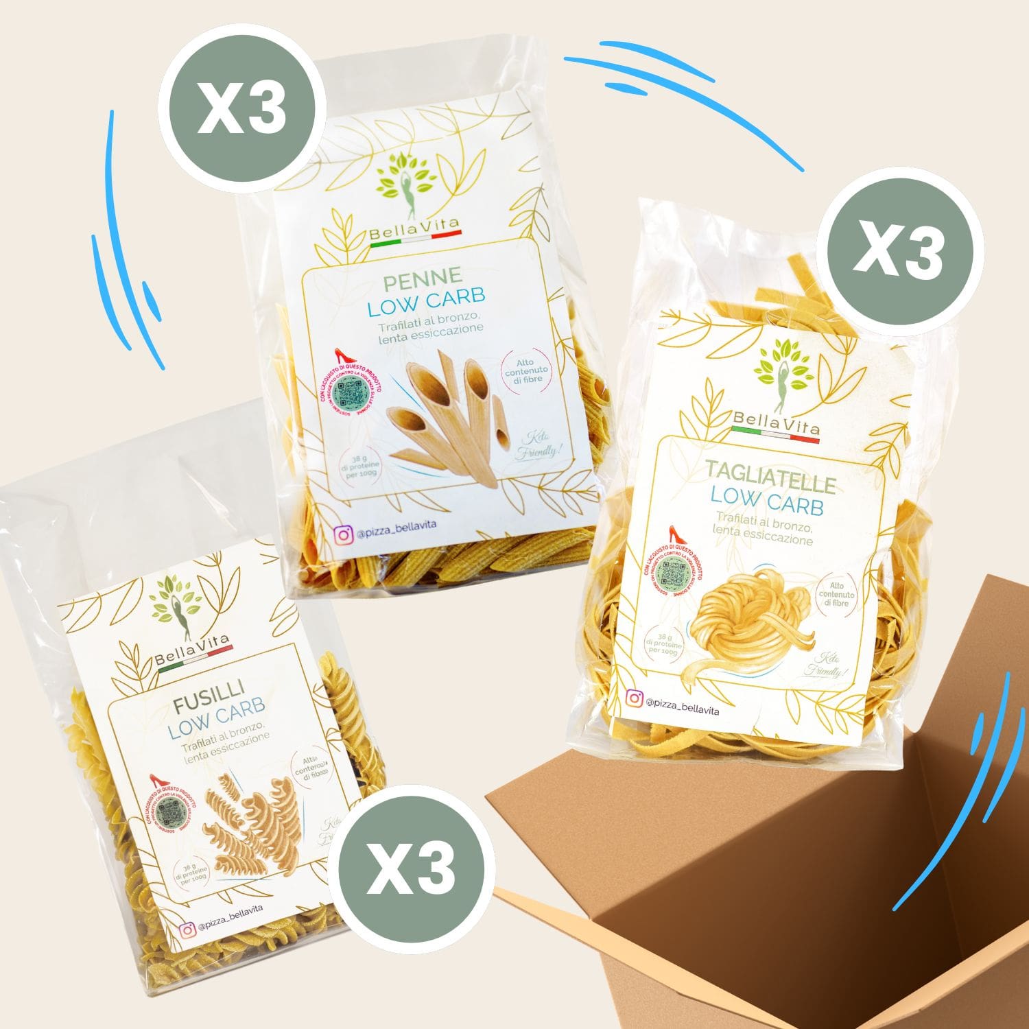 Box Pasta - Low Carb (6 Confezioni) - Linea Bella Vita