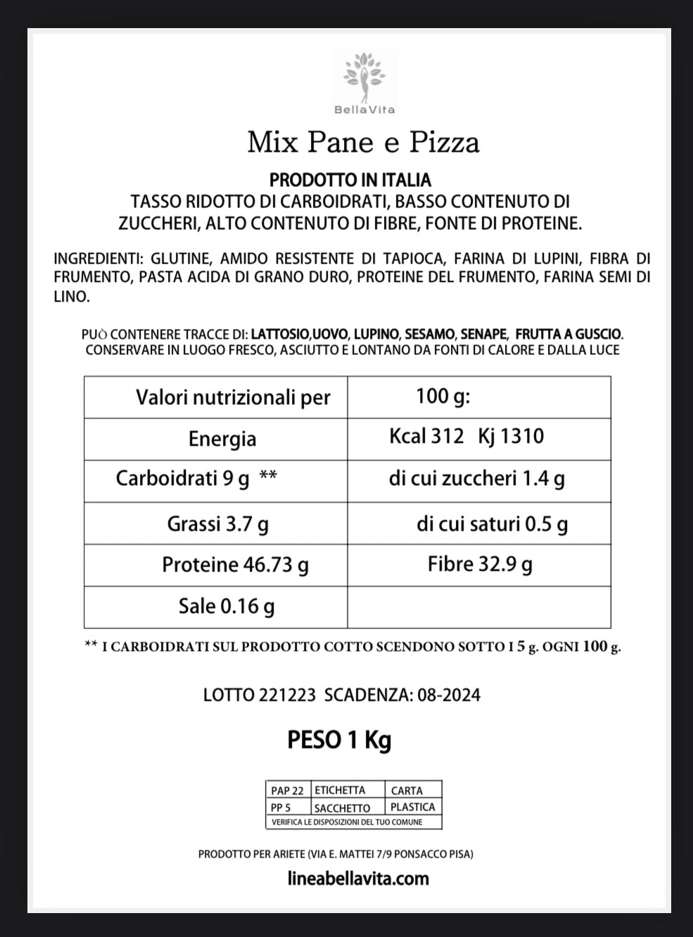 Mix per pane e pizza low carb - Linea Bella Vita